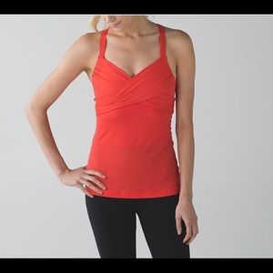 Orange lululemon wrap it up workout tank